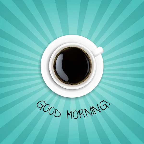 Dobré Ráno Banner Šálkem Kávy Gradientem Mesh Vektorové Ilustrace — Stockový vektor