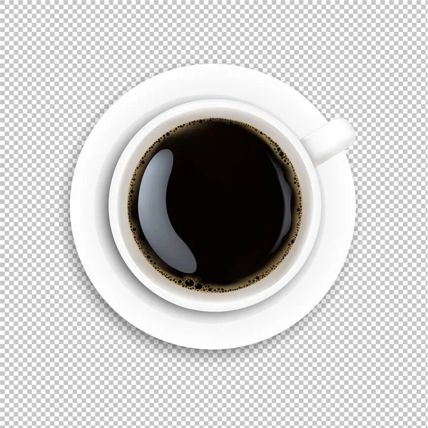 Weiße Tasse Kaffee Transparenten Hintergrund Mit Gradientennetz Vektor Illustration — Stockvektor