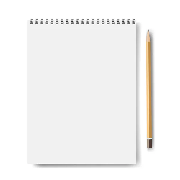 Notebook Mockup Geïsoleerd Met Potlood Met Gradiënt Mesh Vector Illustratie — Stockvector