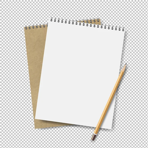 Two Note Books Pensil Transparent Background Gradient Mesh Vector Illustration — Stock Vector