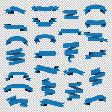 Mavi Web Kurdelesi Büyük Set Şeffaf Arkaplan, Vektör Resimleri