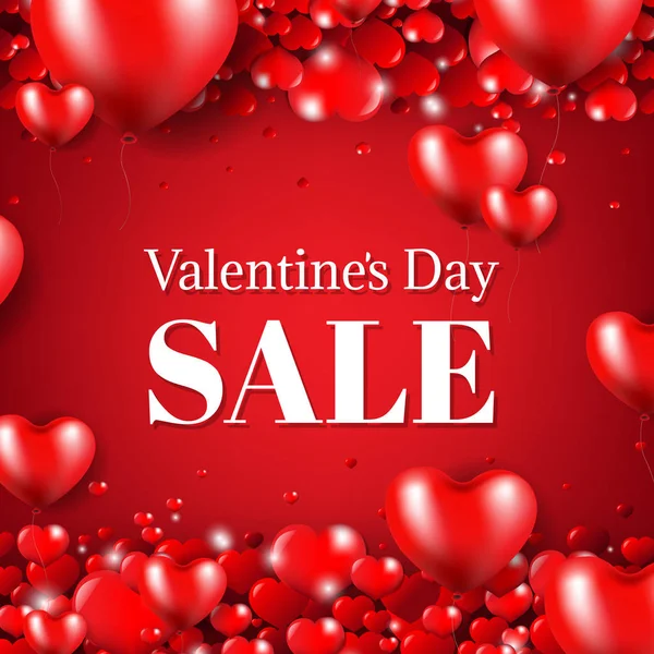 Happy Valentines Day Sale Poster Gradient Mesh Vector Illustration — Stock Vector