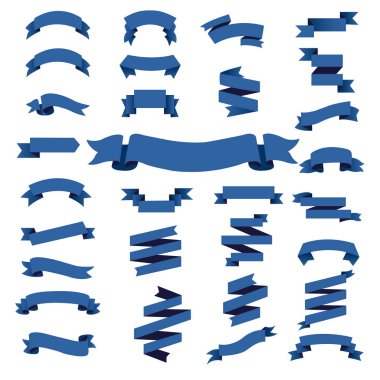 Mavi Web Kurdelesi Büyük Set, Vektör İllüstrasyonu