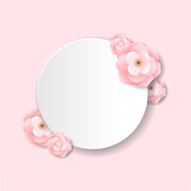 Gradyan Ağlı, Vektör Resimli Pembe Çiçekler Kartpostalı