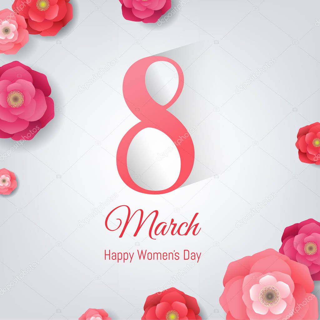 8 March Women's Day Card With Gradient Mesh, Vector Illustration