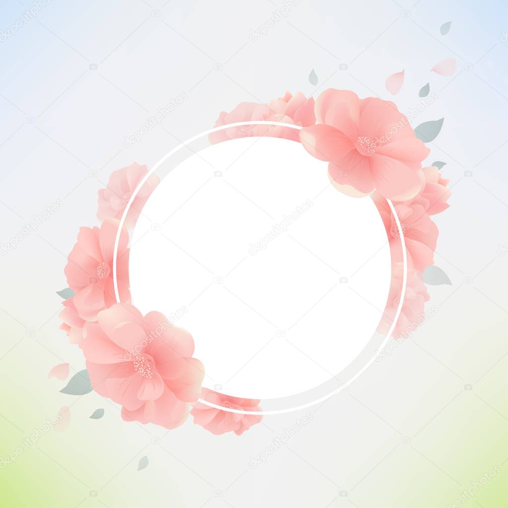 Spring Poster With Flowers With Gradient Mesh, Vector Illustration