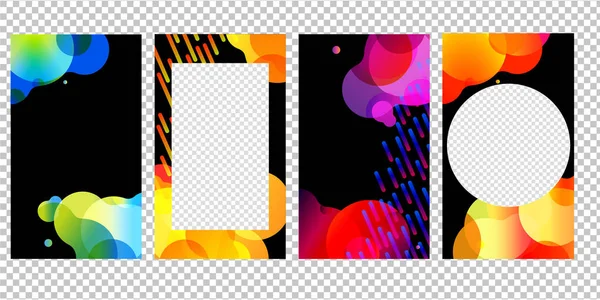 Editierbare Story Template Collection Fotorahmen Transparenter Hintergrund Mit Gradientennetz Vektorillustration — Stockvektor