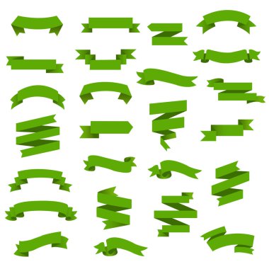 Yeşil Web Kurdelesi Büyük Set, Vektör İllüstrasyonu