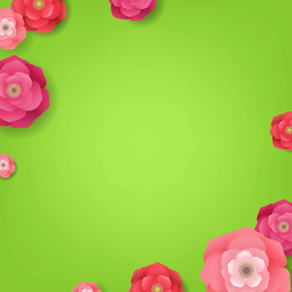 Cartão Verde Flores Com Malha Gradiente Ilustração Vetorial —  Vetores de Stock