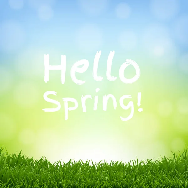 Merhaba Bahar Doğası Çimen Sınırı Gradyan Örgü, Vektör İllüstrasyonu