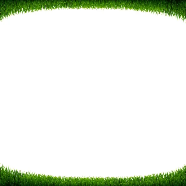 Groen Gras Frame Witte Achtergrond Met Gradiënt Mesh Vector Illustratie — Stockvector