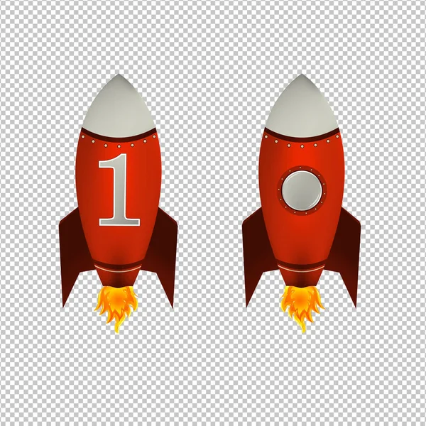 Rote Raketen Isolierten Transparenten Hintergrund Mit Gradientennetz Vektorillustration — Stockvektor