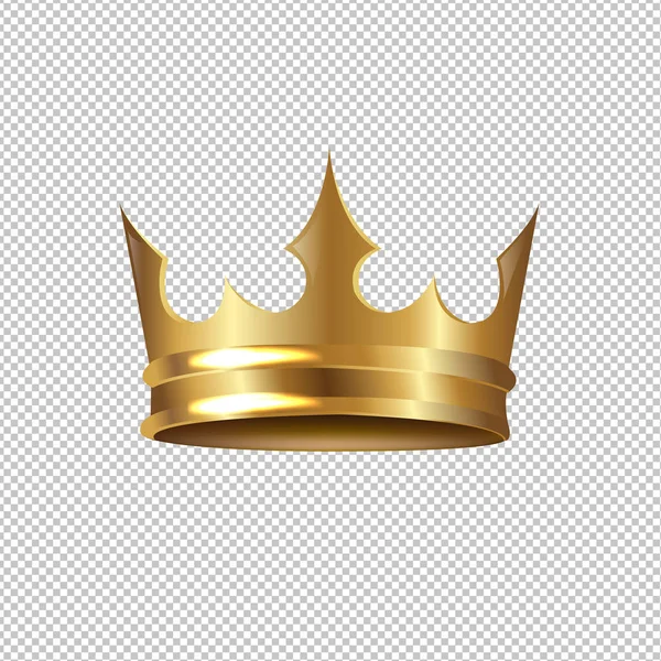 Golden Crown Geïsoleerde Transparante Achtergrond Met Gradiënt Gaas Vectorillustratie — Stockvector