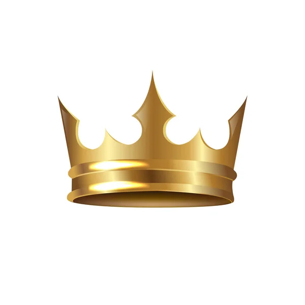 Golden Crown Geïsoleerde Witte Achtergrond Met Gradiënt Gaas Vectorillustratie — Stockvector