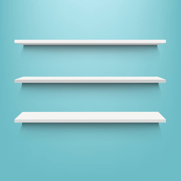 Белая полка с мятой на заднем плане, векторная иллюстрация
