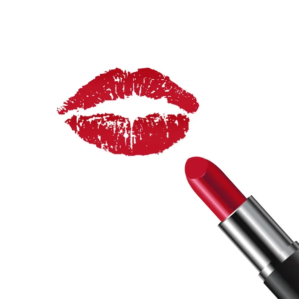 Rouge Lèvres Embrasser Imprimer Fond Blanc Avec Gradient Mesh Illustration — Image vectorielle