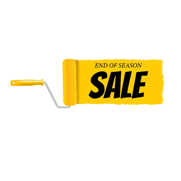 Sale Banner Yellow Paint Roller Paint Stroke White Background Gradient — Stock Vector