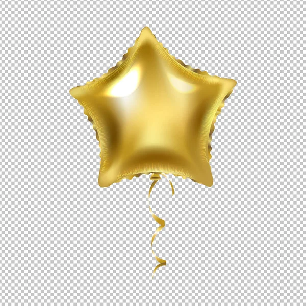 Złota Gwiazda Balon Izolowane Przezroczyste Tło Gradient Mesh Wektor Ilustracji — Wektor stockowy