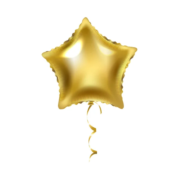 Golden Star Balloon Isolated Transparent Background Gradient Mesh Vector Illustration — Stock Vector