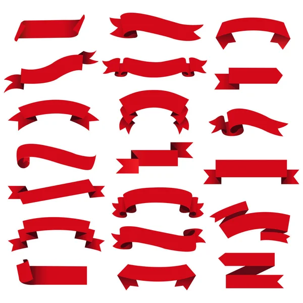 Retro Red Web Ribbon Set Sfondo Isolato — Vettoriale Stock