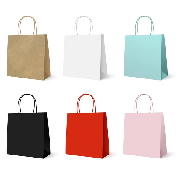 Gift Paper Colorful Bags Set Gradient Mesh Vector Illustration — Stock Vector