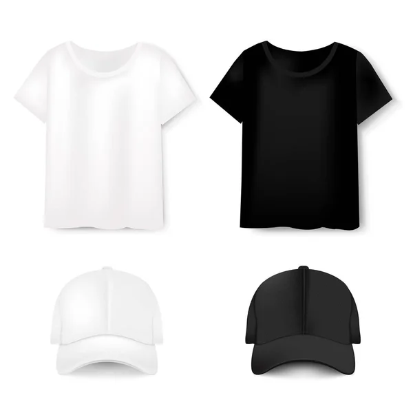 Shirts Casquettes Baseball Sur Fond Blanc Avec Maille Dégradée Illustration — Image vectorielle