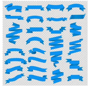 Mavi Web Kurdelesi Büyük Set Şeffaf Arkaplan, Vektör Resimleri 