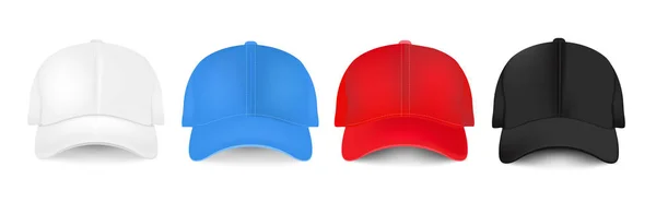 Plantilla Diseño Gorra Béisbol Conjunto Fondo Blanco Con Malla Gradiente — Vector de stock