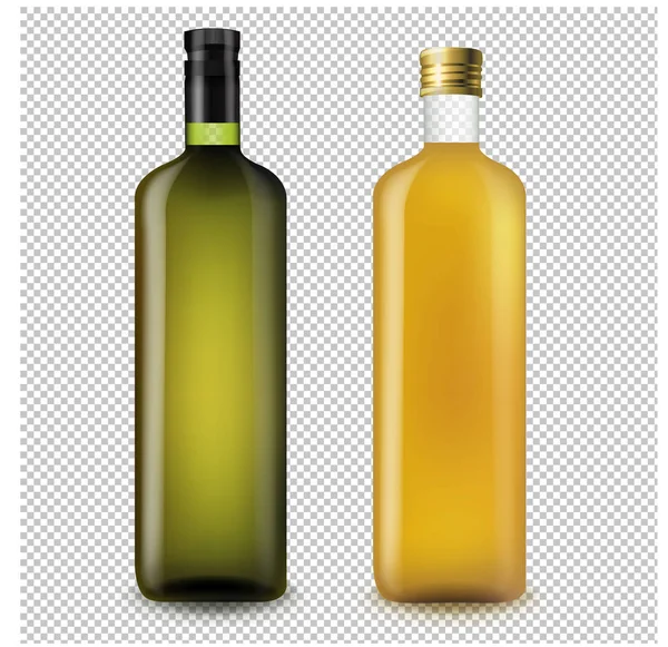 Aceite Oliva Botella Vidrio Fondo Transparente Con Malla Gradiente Ilustración — Archivo Imágenes Vectoriales