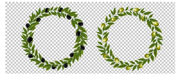Two Olives Wreath Isolated White Background Gradient Mesh Vector Illustration — Stock Vector