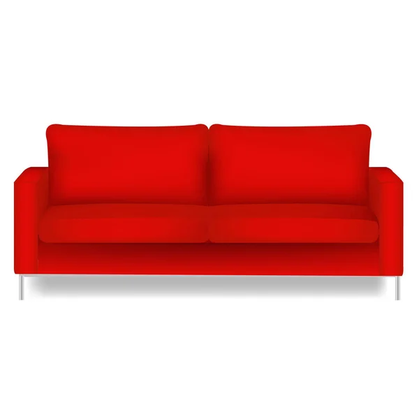 Czerwona Sofa Izolowanym Tle Ilustracja — Wektor stockowy