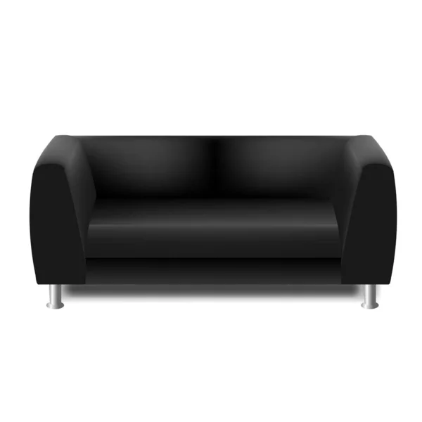 Schwarzes Sofa Isoliert Weißer Hintergrund Illustration — Stockvektor