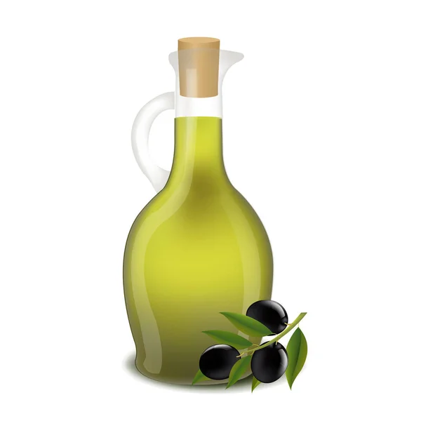 Flaske Med Olivenolje Isolert Hvit Bakgrunn Med Gradient Nett Vektorillustrasjon – stockvektor
