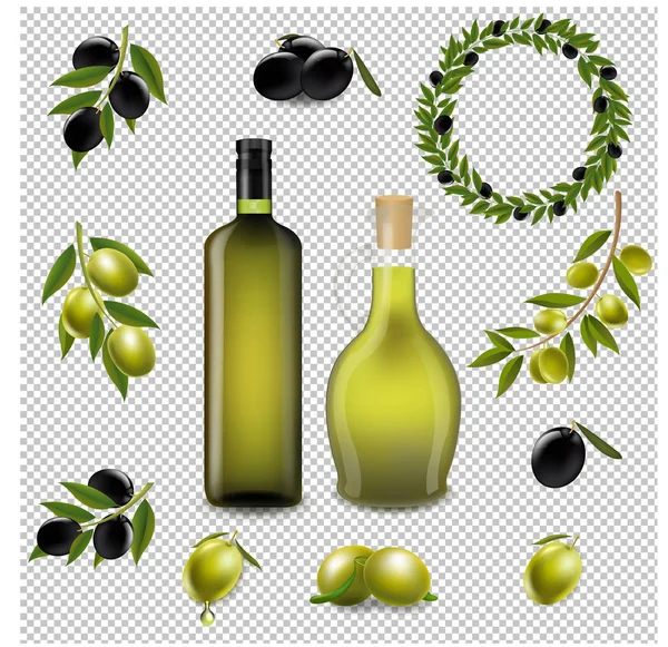 Olive Set Wreath Isolated White Background Gradient Mesh Vector Illustration — стоковий вектор