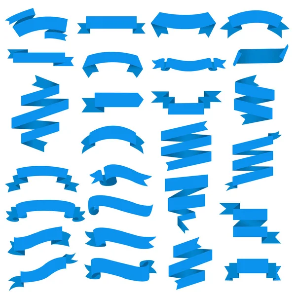 Blue Web Ribbon Big Set Transparenter Hintergrund Vektorillustration — Stockvektor