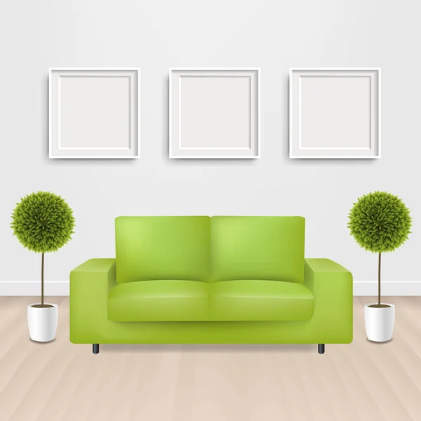 Canapé Lit Vert Avec Cadre Photo Avec Maille Dégradée Illustration — Image vectorielle