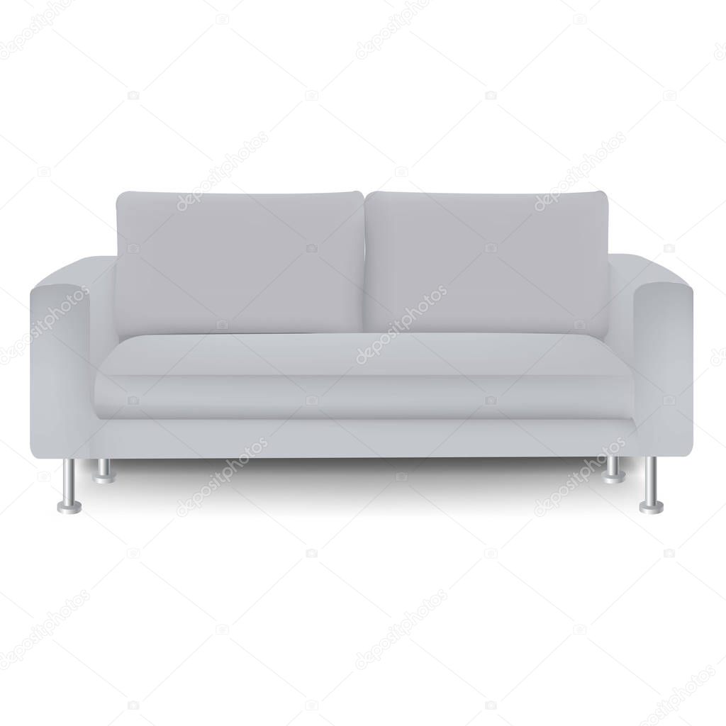 Grey Sofa Bed With Isolated Background - Illustration