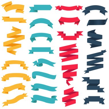 Renkli Web Kurdelesi Büyük Set Şeffaf Arkaplan, Vektör Resimleri