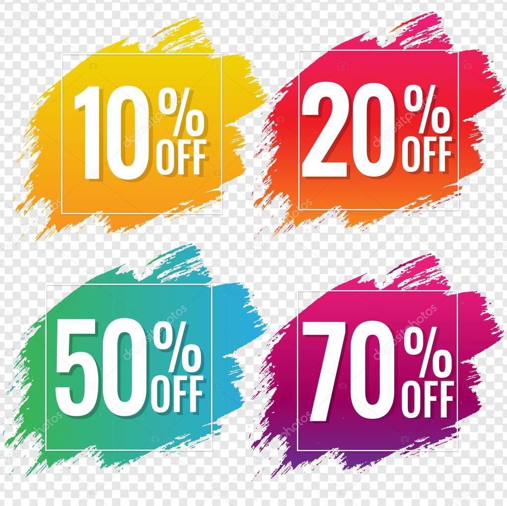Sale Banner With Color Text With Blobs Transparent Background