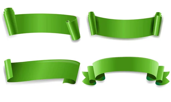 Green Ribbon With White Background — Stock Vector