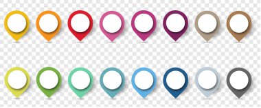 Colorful Location Pin Set Isolated Transparent Background clipart