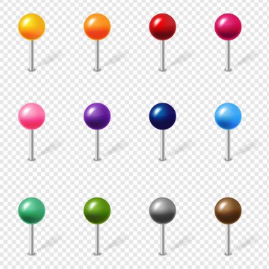 Color Location Pin Set Isolated Transparent Background clipart