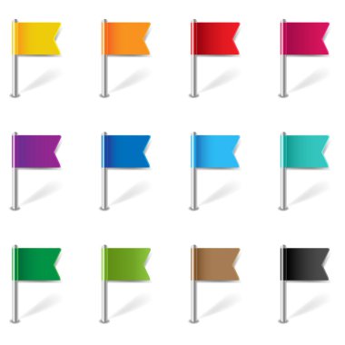 Konum Pin Bayrakları Ayrı Beyaz Arkaplan Ayarları