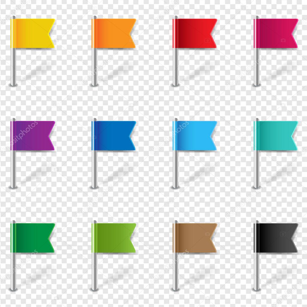 Location Pin Flags Set Isolated Transparent Background