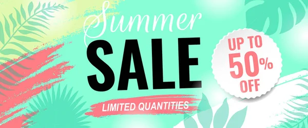 Cartaz de venda de verão com texto e sol — Vetor de Stock