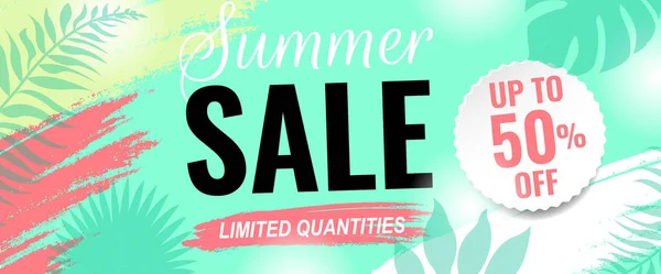 Summer Sale Poster With Text And Sun — Stock Vector