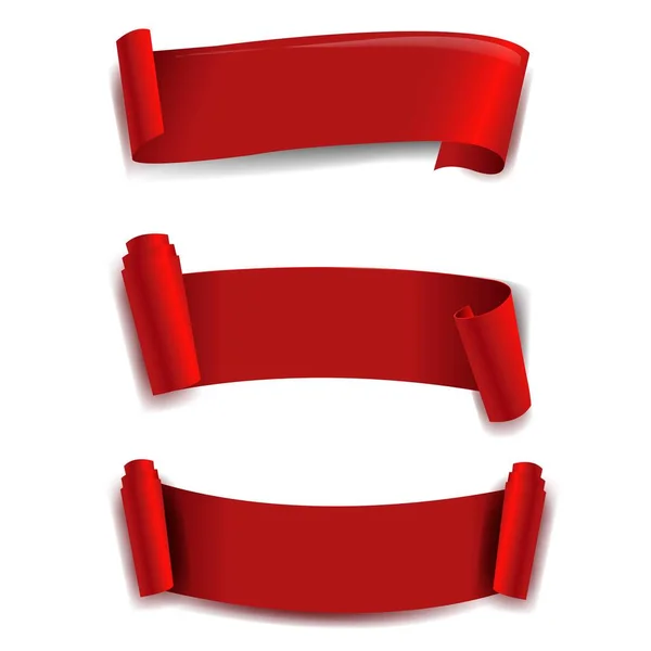 Ruban rouge Set fond blanc — Image vectorielle