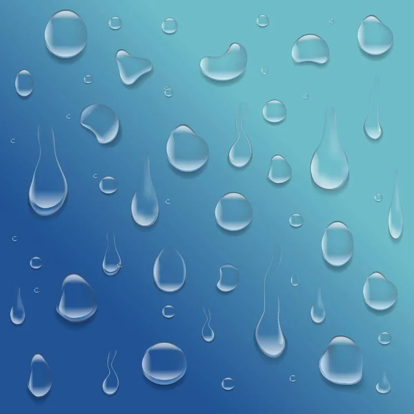 Water Drop Isolated Big Set Blauwe achtergrond — Stockvector