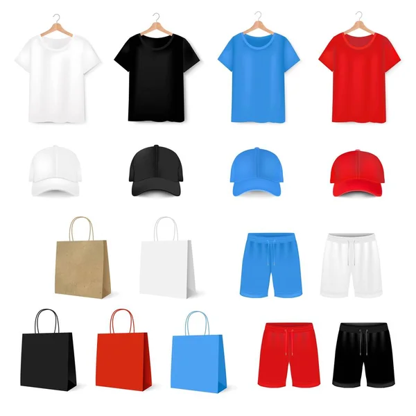 T-shirt Big Set et casquette de baseball sur fond blanc — Image vectorielle