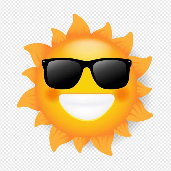 Soleil avec des lunettes de soleil isolé fond transparent — Image vectorielle